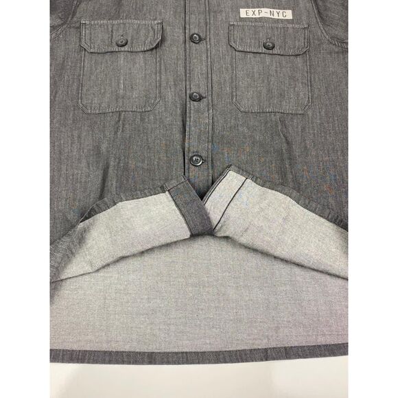 Express NYC Button Down Long Sleeve Shirt Mens Large Gray Casual O0189 - Picture 10 of 12